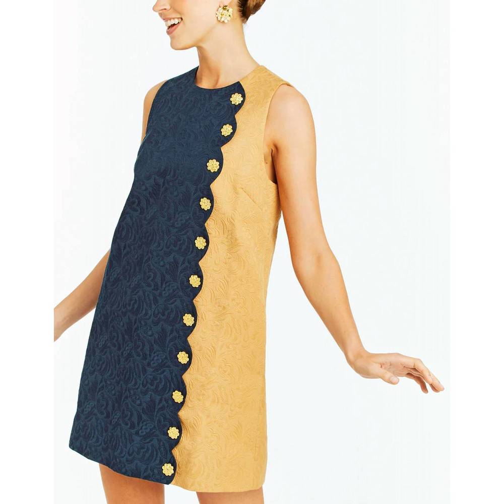NEW MESTIZA NEW YORK etta dress in navy/tan - Picture 3 of 4